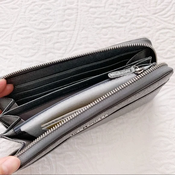 Michael Kors Pocket Zip-Around Continental Wallet, Light Pewter